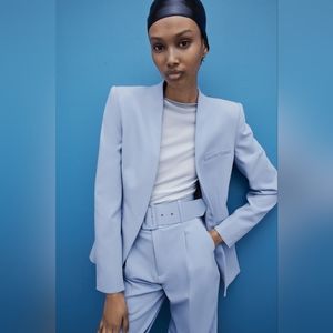 Zara Lapelless Blazer and Pants in Baby Powder Blue.